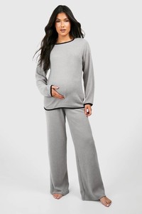 Ensemble de vêtements de détente en maille côtelée contrastée, ensemble <span class=keywords><strong>2</strong></span> pièces, pyjama de maternité pour femmes enceintes - Product Image 5