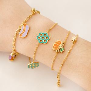 Pulsera de Acero Inoxidable Chapada en Oro con Dije de Ojo de la Suerte y Corazón Sencillo, Envío Rápido - Product Image 1