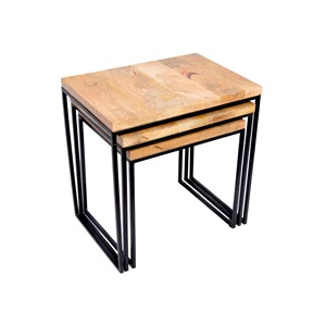 Home Decor Furniture <b>Set</b> of 3 Wooden and Metal <b>Table</b> Home Hotel Furniture Nesting <b>side</b> <b>table</b> - Product Image 3