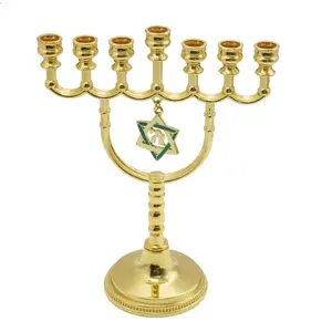 Jüdischer Feiertag Goldener Menorah Stern von David Charm Candela bra