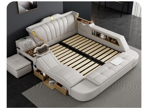 Giường thông minh bằng da cao cấp đa chức năng dành cho nội thất phòng ngủ, giường cỡ <span class=keywords><strong>King</strong></span> có ngăn chứa đồ - Product Image 6