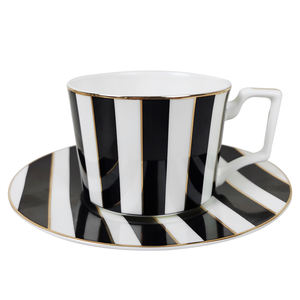 ขายส่งสินค้าใหม่ที่มีคุณภาพสูงเซรามิกกระดูกจีนถ้วยกาแฟและจานรองขอบทองแต่งงาน - Product Image 1