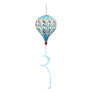 Décoration de jardin suspendue en forme de montgolfière, moulin à vent pliable en tissu peint avec queue en spirale pour l'art extérieur de la cour - Product Image 6