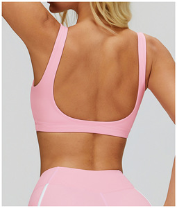Reggiseno sportivo da donna con scollo a Y e taglio frontale, schiena quadrata, senza ferretto, coppe modellate medie, <span class=keywords><strong>in</strong></span> nylon ed elastan, traspirante, ad asciugatura rapida, per <span class=keywords><strong>palestra</strong></span> e corsa - Product Image 3