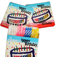 Bougies d'anniversaire en cire de paraffine colorées à rayures spirales, 24 pièces en boîte, écologiques, sans fumée, pour gâteaux, Pâques, Nouvel An
