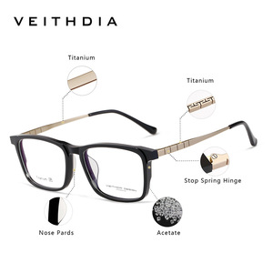 Veithdia Square Full-<b>Frame</b> Titanium Eyeglasses For Men With Anti-Uv PC Lenses Simple Design - Product Image 3