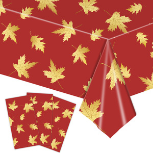 Ensemble de vaisselle jetable pour fête sur le thème des feuilles d'érable d'automne, assiettes, gobelets, serviettes, couverts, mariage, fête du Nouvel An, style élégant - Product Image 4