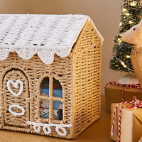 Panier en papier tressé pour la construction de maisons, jouet pour enfants, décoration de Noël, panier de rangement pour maison en pain d'épices, panier cadeau