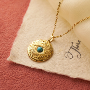 Collar con Colgante <span class=keywords><strong>de</strong></span> Ojo <span class=keywords><strong>para</strong></span> Mujer, Chapado en Oro <span class=keywords><strong>de</strong></span> 18K, Acero Inoxidable, Piedra Natural, Joyería <span class=keywords><strong>de</strong></span> Protección, Regalo, Venta al Por Mayor - Product Image 4