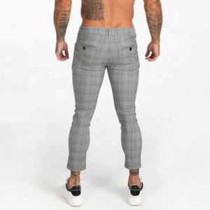 Pantalones Chinos Ajustados Grises para Hombre, Cintura Alta, Diseño a Cuadros, Casuales, con Súper Elasticidad, Tallas Grandes, Proveedor OEM - Product Image 3