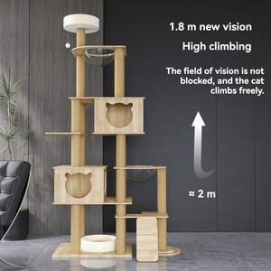 Rumah Pohon Kucing Kayu Modern Bertingkat Besar, Penjualan Langsung Pabrik, Dilengkapi Tiang Garuk Sisal untuk Banyak Kucing - Product Image 4