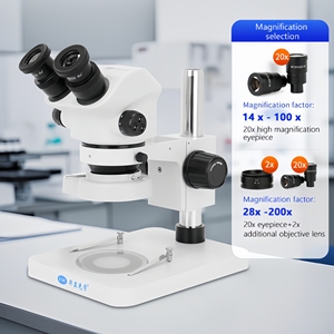 Microscope stéréoscopique zoom EOC 7x-50x OEM pour soudure de circuits imprimés, modules optiques semi-conducteurs et inspection de la photophonie au silicium - Product Image 2