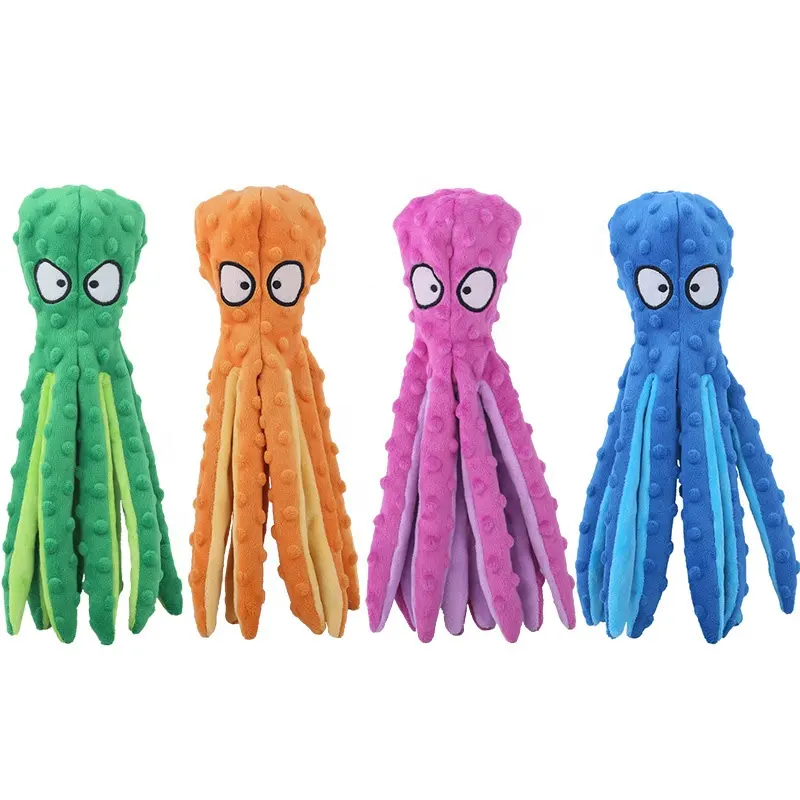 No Stuffing Crinkle Plush Dog Toys Puppy Teething Dog Chew Toy Octopus Squeaky Dog Toy
