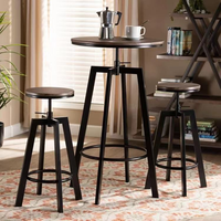 Table de bar haute ronde en bois avec pieds en métal, mobilier commercial pour cuisine, salle à manger, restaurant
