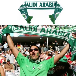 Шарф на день образования Саудовской Аравии, цветной флаг футбольной команды, фанаты, вязаные сувенирные шарфы с вышивкой