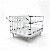 Chariot de manutention mobile multi-niveaux à tubes et étagères pour entrepôt, personnalisable, à prix bas
