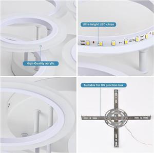 <span class=keywords><strong>Lustra</strong></span> LED plafoniera dimmerabile 3000K 6000K moderno 4 8 anelli 130W montaggio a filo apparecchio di illuminazione a soffitto per soggiorno - Product Image 4