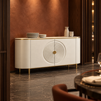 WYRAX Hotel Esszimmer-Sideboard Anrichte mit Skulpturaler Front Abgerundeten Ecken Geschlossenem Stauraum und Schmalen Goldenen Beinen