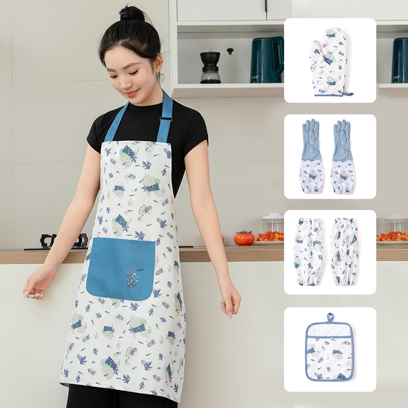 Modern housewife waterproof apron combination 4