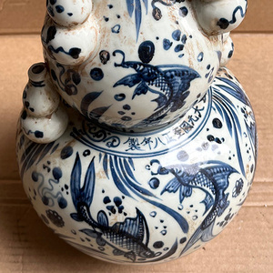 Reproducción Antigua China cerámica azul y blanco patrón de pescado subasta jarrón de porcelana molde único Decoración de mesa - Product Image 5