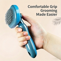Brosse portable autonettoyante en ABS pour chiens et chats, peigne à élimination des poils en un clic avec embouts sphériques, sûre, douce et pratique