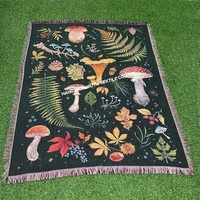 Taille personnalisée tissé tapisserie couverture champignon nature jeter tapis et jeter couverture unique couverture personnalisée