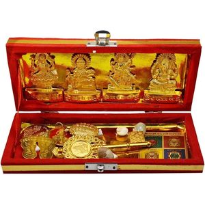 PARIJAT Artisanat Indien Religieux Diwali Festival Pooja Pujan Décor Laxmi Ganesha Idol Set Shree Décoration Décorations De Fête - Product Image 3