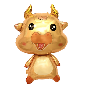 Ferme sur le thème doré dessin <span class=keywords><strong>animé</strong></span> veau en forme de feuille ballon fête d'<span class=keywords><strong>anniversaire</strong></span> fête de vacances décoration de fond - Product Image 1