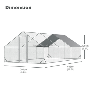 Cage à volailles grande en acier galvanisé, enclos pour poulets 10x19FT avec couverture imperméable verrouillable - Product Image 2