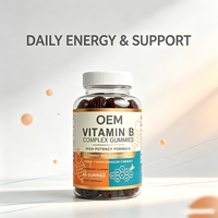 Gummies à la vitamine B complexe, haute puissance, stimulant énergétique et améliorant l'humeur, saveur fraise, 60 unités