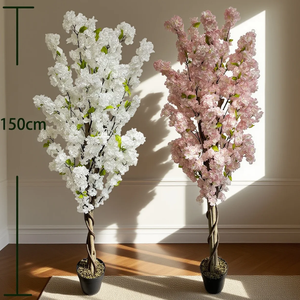 Décoration de mariage en intérieur, arbres artificiels en fleurs de cerisier blancs réalistes, décoration florale en soie, arbres artificiels en cerisier - Product Image 3