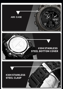 Orologio Digitale Sportivo Personalizzato con Logo, Resistente agli Urti, Doppio Fuso Orario, Cassa in Lega, Cinturino in Resina, Cronografo Luminoso con Retroilluminazione per Uomo - Product Image 2