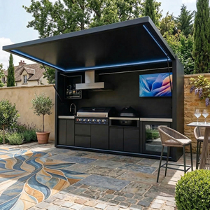 <span class=keywords><strong>Cucina</strong></span> Esterna Personalizzata in Acciaio Inossidabile con Tettoia, Pod <span class=keywords><strong>Cucina</strong></span> da Giardino Senza Formaldeide, Pod BBQ Antiruggine per Patio con Lavello - Product Image 1