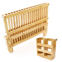 Égouttoir à vaisselle pliable moderne en bambou durable à 2 niveaux avec support de séchage pliant pour cuisine