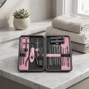 16-Piece Black Brown Manicure & Pedicure <b>Set</b> High Quality Durable Stainless Steel <b>Nail</b> Clippers & Case Made Pakistan Free Logo - Product Image 3