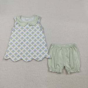 Conjuntos de Ropa Corta con Volantes y Lazos de Playa con Flores Coloridas para Bebés Niñas RTS - Product Image 4