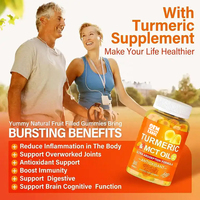 Gummies véganes au curcuma et au gingembre à marque privée OEM, extrait de plantes, curcumine, huile MCT