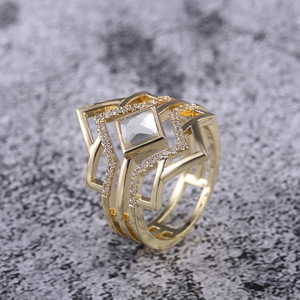 Anello Esagramma alla Moda, Design Geometrico Minimalista ed Elegante, Gioiello da Donna per Uso Quotidiano - Product Image 2