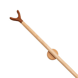 Séchoir à linge mural en bois, forme aile de mouette, pour balcon, avec barre de support en bois massif - Product Image 5