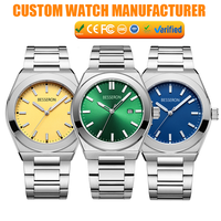 Montre-bracelet pour homme en acier inoxydable, marque privée, mode, luxe, quartz, OEM, logo personnalisé, étanche, couleurs variées, fabricant, vente en gros