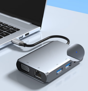 Hub USB C 7 in 1 Pronto per la Spedizione con HDMI VGA Doppio Display Ethernet Gigabit 1000Mbps 100W PD <span class=keywords><strong>2</strong></span> Porte USB 3.0 Docking Station - Product Image 1