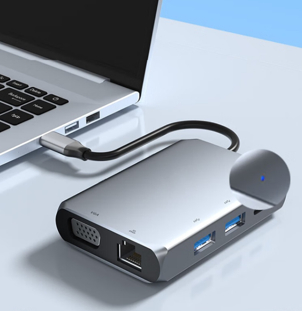 7-in-1 USB C Hub 4K 60Hz HDMI 100W PD 3*USB 3.2 10Gbps SD/TF Card Reader for MacBook Pro/Air M3 M2 M1 iPad XPS Travel Dock