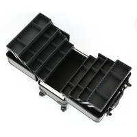 Nouvelle valise de rangement professionnelle en aluminium ABS de 17 pouces grande capacité pour kit cosmétique, trousse de maquillage sur roulettes avec barre de traction
