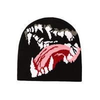 Bonnet en tricot jacquard unisexe Halloween, style gothique punk, chaud, pour l'automne et l'hiver, idéal pour les fêtes de rue