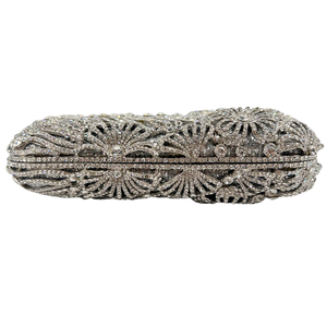 Exquisite Floral Evening Bag for Women Dazzling Rhinestones <b>Clutch</b> Purse Wedding Traveling Handbag Detachable Chain - Product Image 6