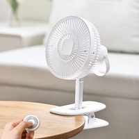 Petit ventilateur avec lampe, ventilateurs de bureau électriques miniatures, ventilateur à clip avec télécommande rotative, portable, rechargeable par USB