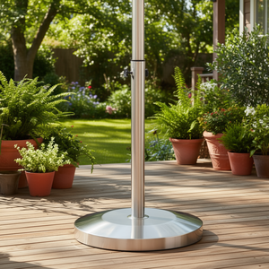 Base para Sombrilla de Patio de Acero Inoxidable, 55 lb, Base de Cemento Pesado, Acabado Espejo, Diseño Moderno para Exteriores - Product Image 2