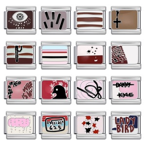 Pulsera de módulo italiano de moda con Popular correa elástica DIY patrón de aceite de goteo de acero inoxidable encanto elegante - Product Image 2