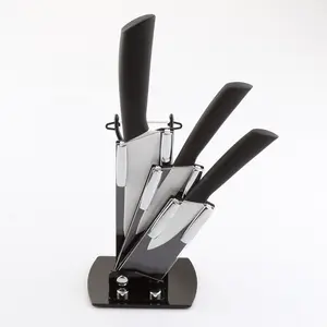 3 pcs Ceramic Knife Set with Peeler and Acrylic Block Stand