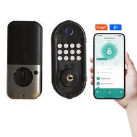 Cerradura Inteligente Tuya para Puerta, Digital, Biométrica, con Huella Dactilar, Código, Llave Mecánica, Desbloqueo por Bluetooth, para Dormitorio, Apartamento, Puerta de Madera